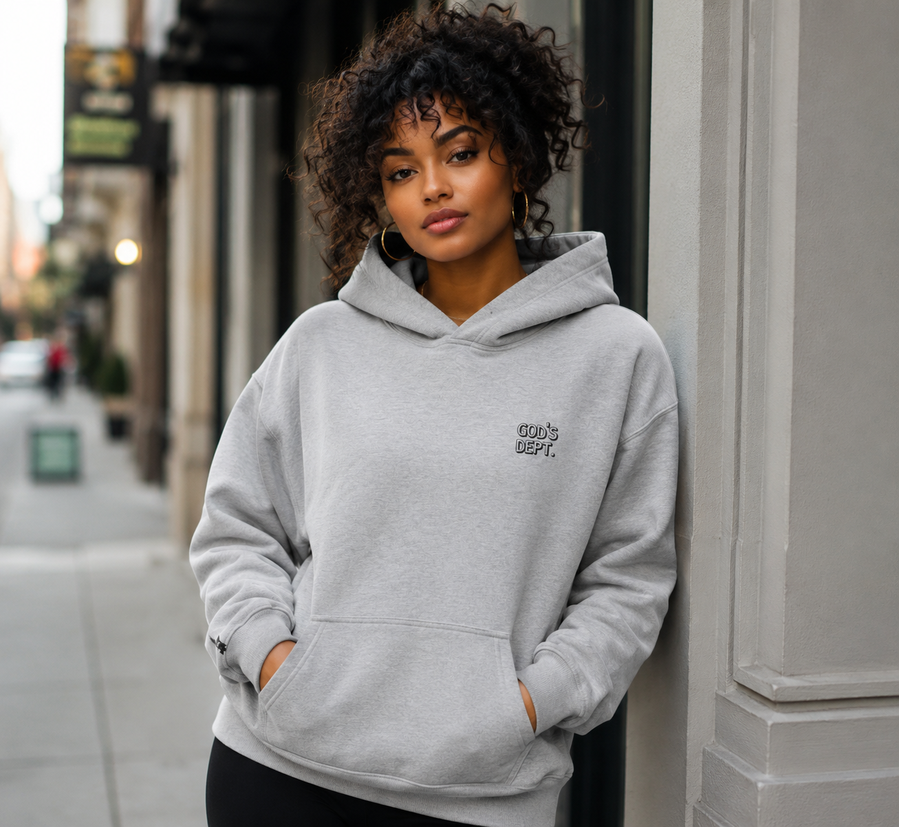Saved-ish Soul "God's Dept." Embroidered Oversized Hoodie