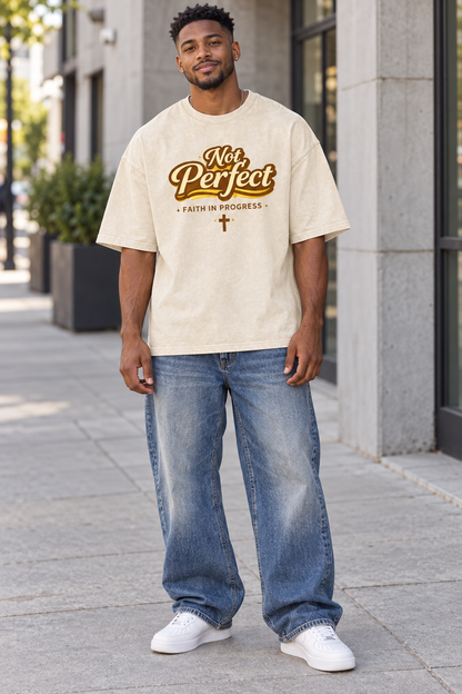 Saved-ish Soul "Not Perfect" Snow Washed Oversized T-Shirt