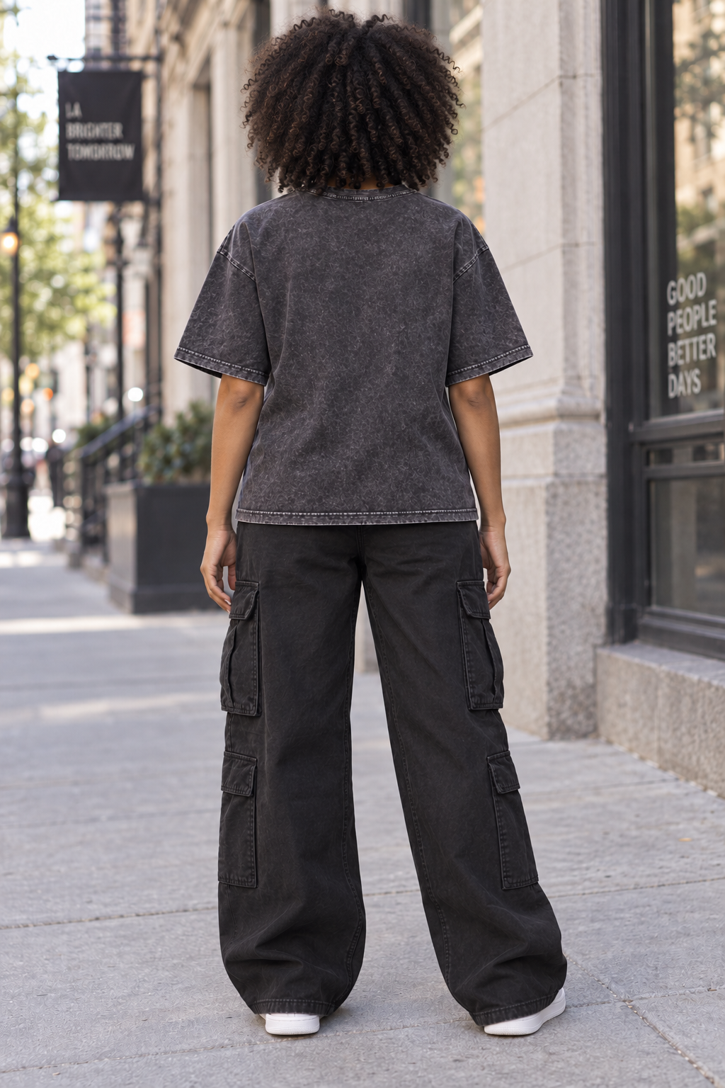 Saved-ish Soul "Kanji" Women Snow Wash Oversize Boxy T-Shirt