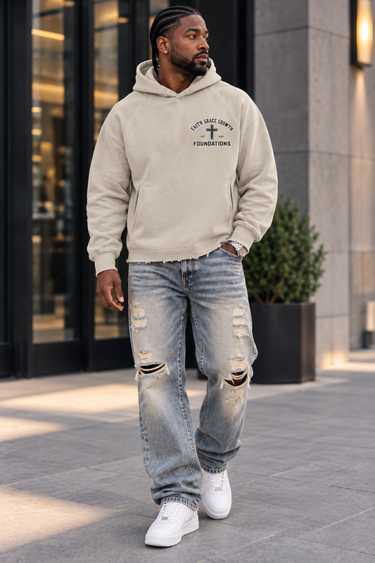 Saved-ish Soul "Faith, Grace, Growth" Vintage Washed Frayed-Hem Hoodie