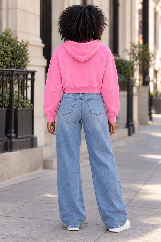 Saved-ish Soul "Faith, Grace, Growth" Snow Washed Cropped Hoodie