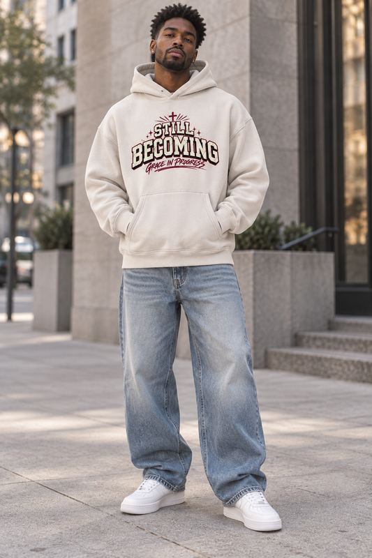 Saved-ish Soul "Still Becoming" Snow Wash Fleece Oversized Hoodie