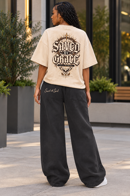 Saved-ish Soul Sunfade Paneled Barrel Leg Sweatpants