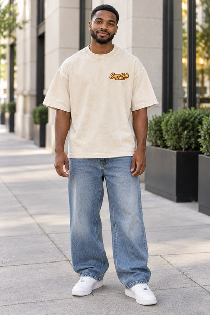 Saved-ish Soul "Faith, Grace, Growth" Snow Washed Oversized T-Shirt