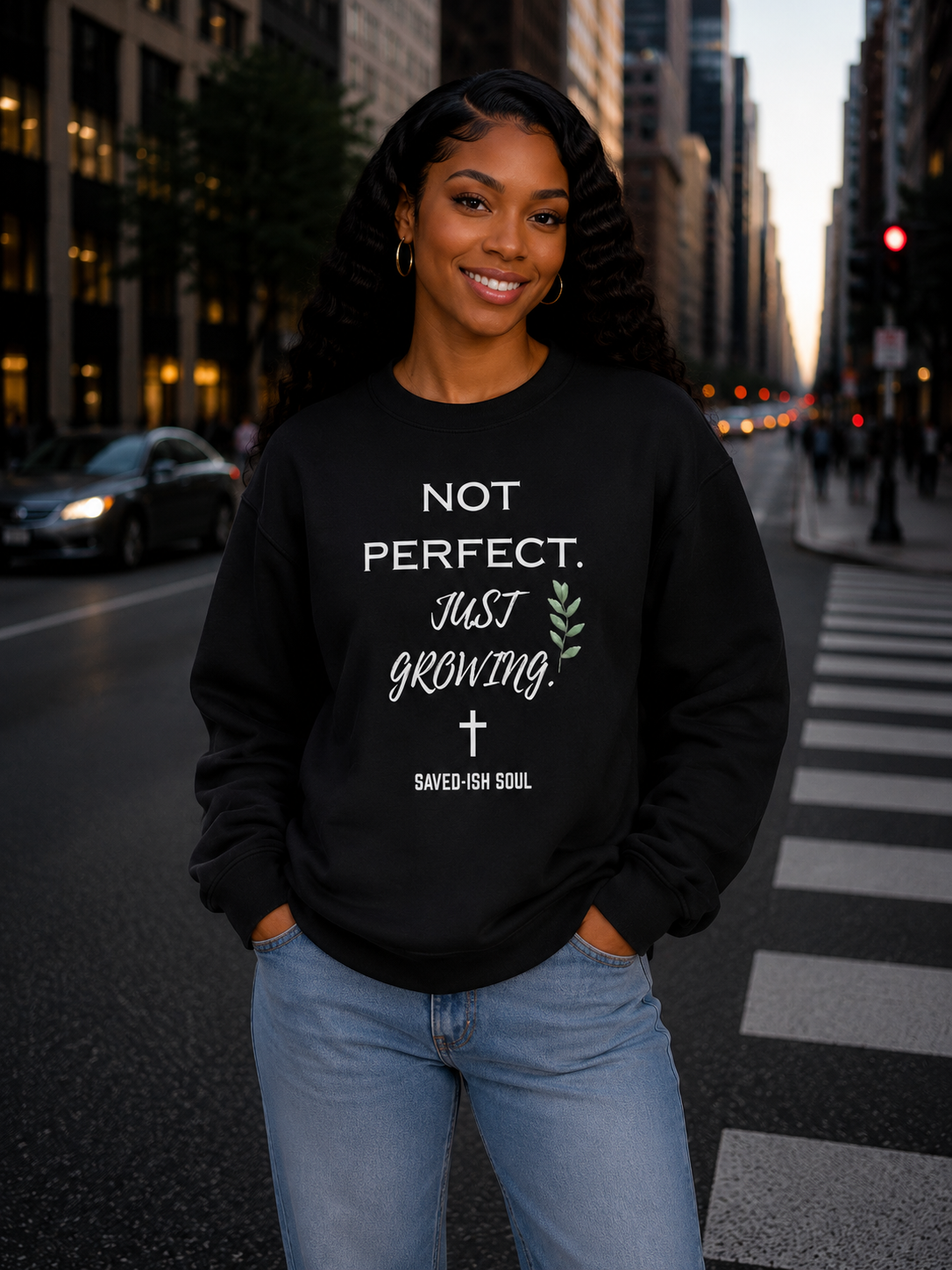 Saved-ish Soul “Not Perfect, Just Growing” Oversized Sweatshirt