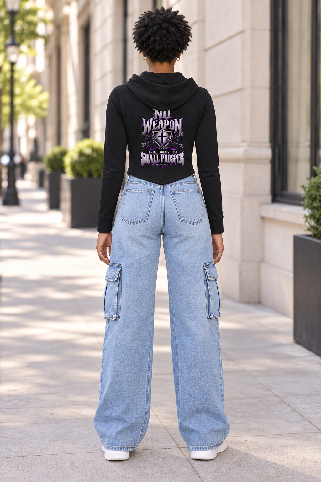 Saved-ish Soul "No Weapons" Women's Slim Cropped Hoodie