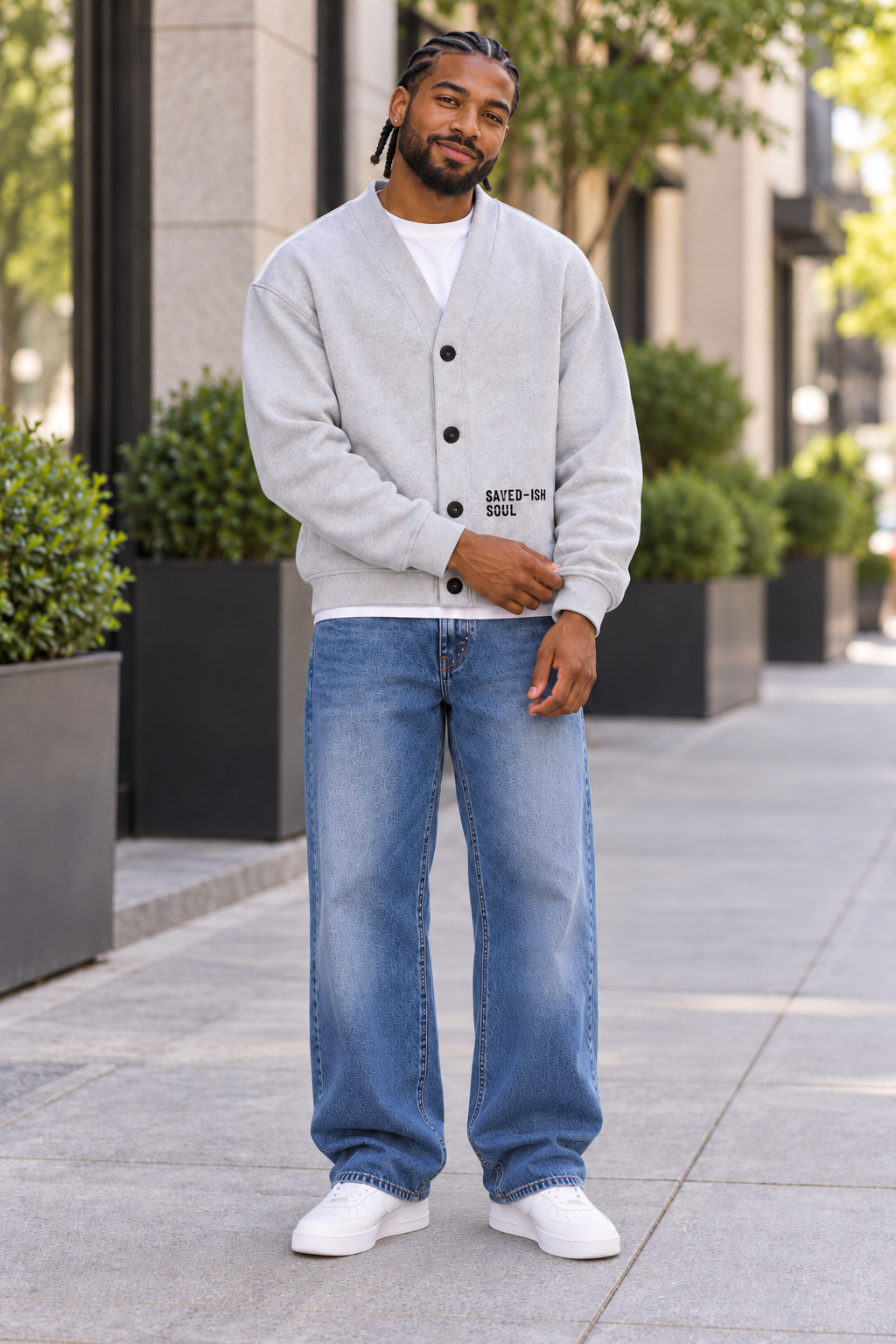 Saved-ish Soul "Cross" Essential Heavyweight Sweat Cardigan