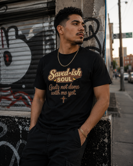Saved-ish Soul "God's Not Done With Me Yet" T-Shirt