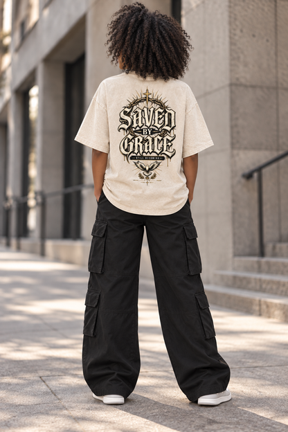 Saved-ish Soul "Saved By Grace" Snow Washed Oversized T-Shirt