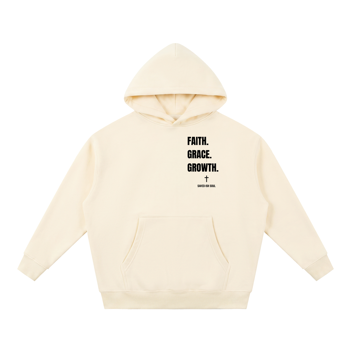 Saved-ish Soul "Faith, Grace, Growth" Oversized Boxy Fleece Hoodie