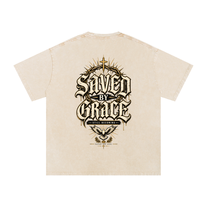 Saved-ish Soul "Saved By Grace" Snow Washed Oversized T-Shirt