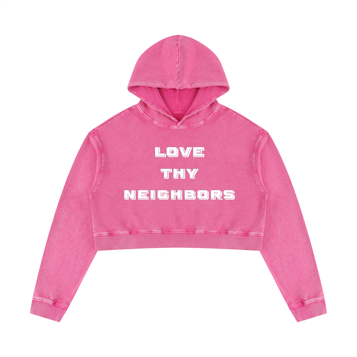 Saved-ish Soul" Love Thy Neighbor" Mineral Washed Crop Hoodie
