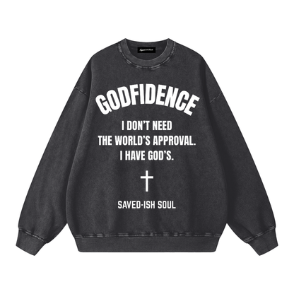 Saved-ish Soul "Godfidence" Snow Washed Oversized Sweatshirt