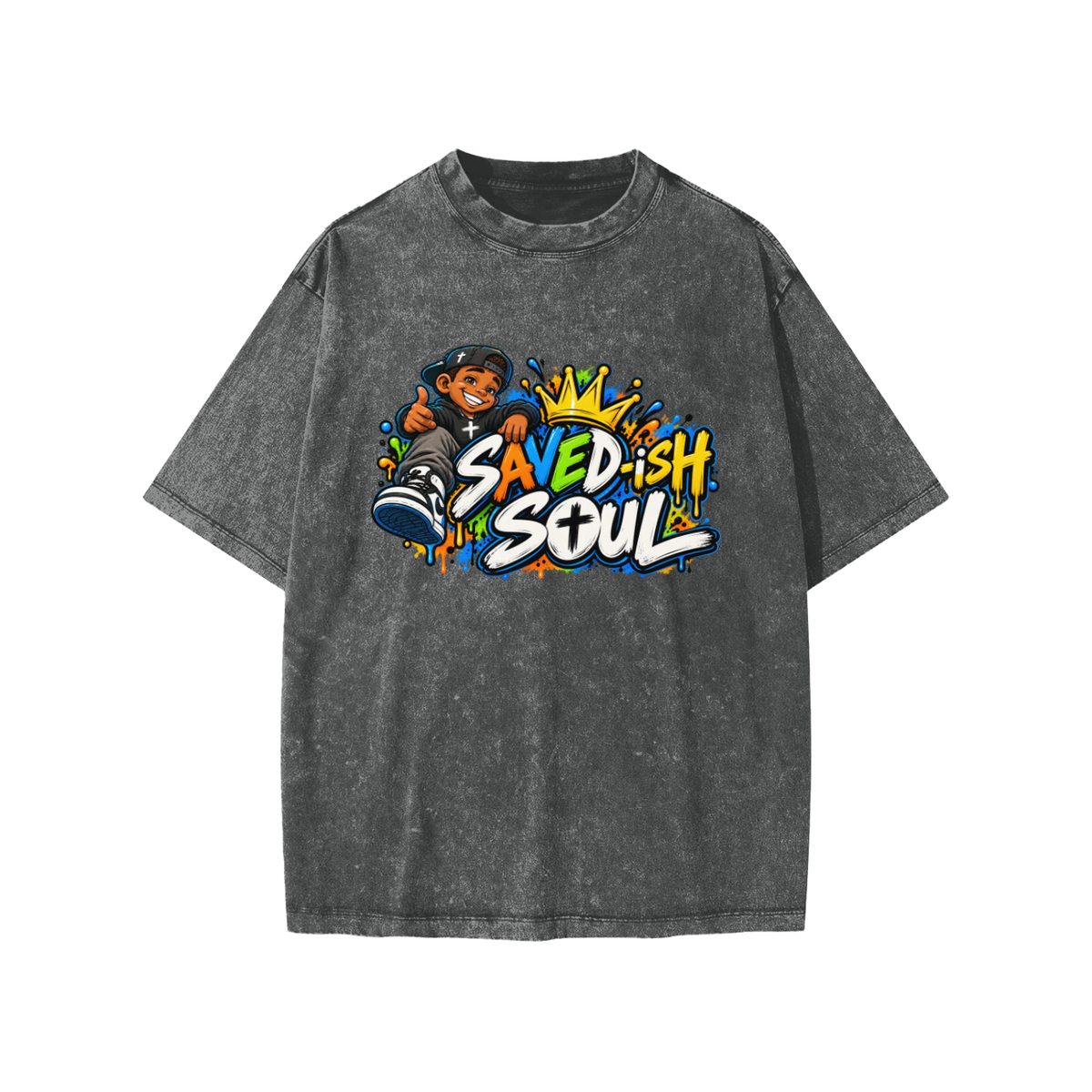 Saved-ish Soul Snow Washed Kids' T-Shirt
