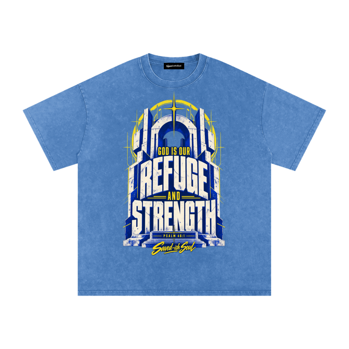 Saved-ish Soul "Psalm 46:1" Snow Washed Oversized T-Shirt