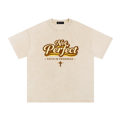 Saved-ish Soul "Not Perfect" Snow Washed Oversized T-Shirt