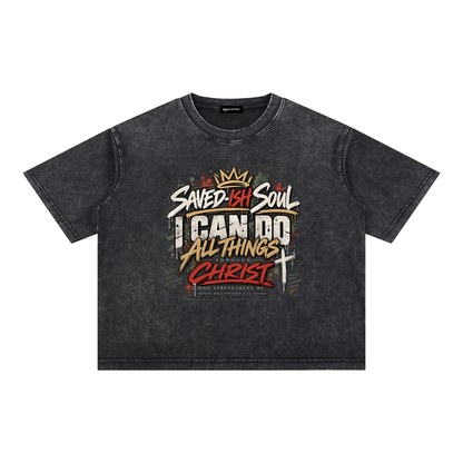 Saved-ish Soul "Philippians 4:13" Mineral Wash Boxy T-Shirt